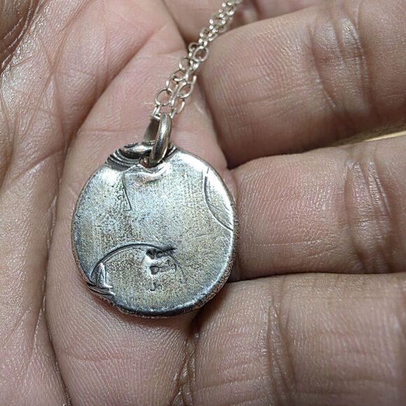 Sterling Silver 925 Wax Seal Letter Z Pendant Necklace 18 In. Weighs 10 Grams - Picture 3 of 11